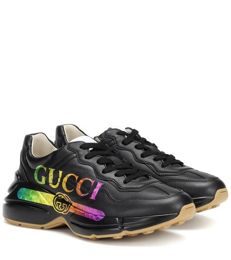 women's rhyton gucci logo leather sneaker|rhyton Gucci black snakeskin.